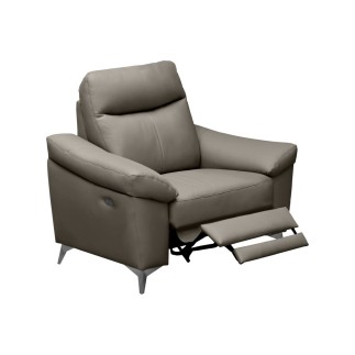 Fauteuil 1 place avec 1 relax, en cuir luxe italien, LOUIS, 1 relax électrique, gris foncé