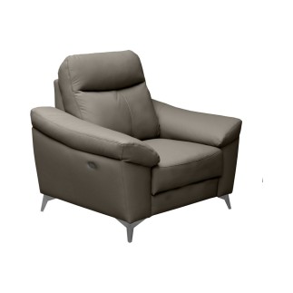 Fauteuil 1 place avec 1 relax, en cuir luxe italien, LOUIS, 1 relax électrique, gris foncé