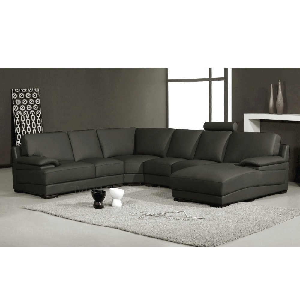 Canapé d'angle en cuir italien 6/7 places MISTER, gris foncé, angle gauche Canapé d'angle en cuir italien 6/7 places MISTER, gris foncé, angle gauche