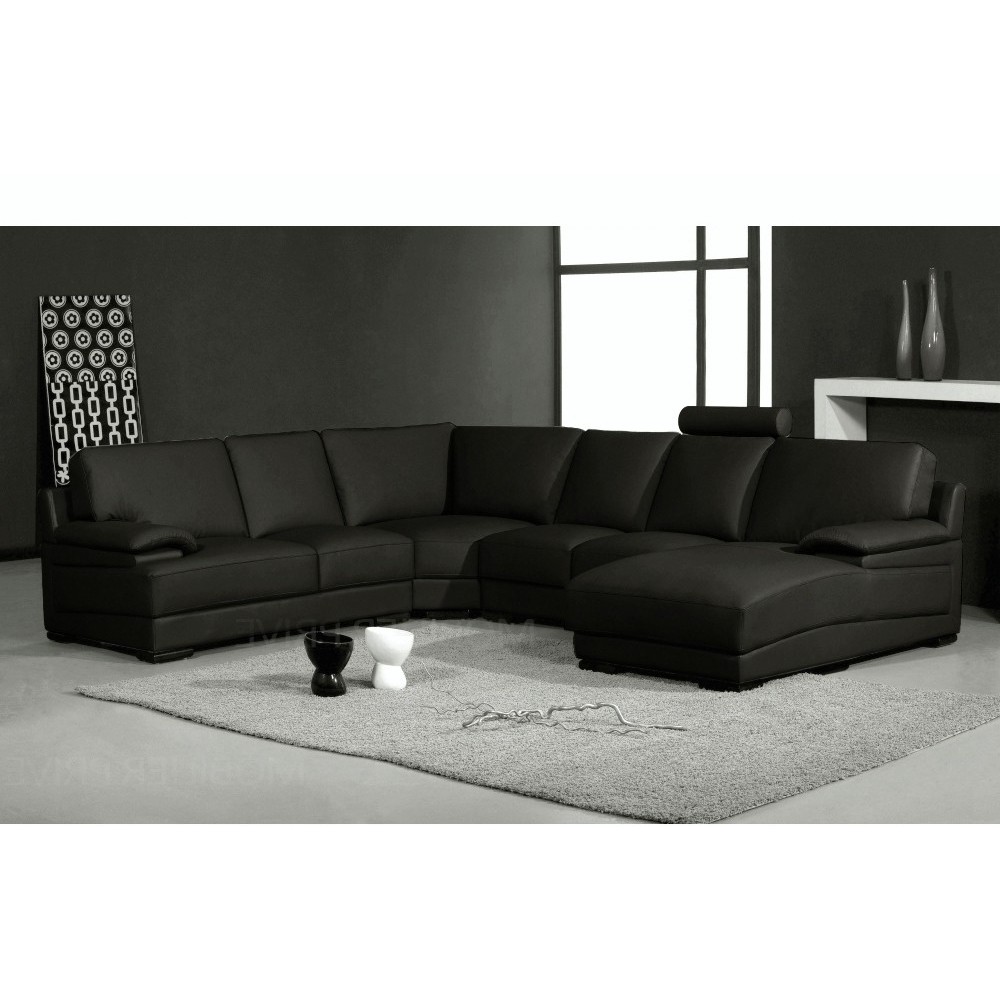 Canapé d'angle en cuir italien 6/7 places MISTER, noir, angle gauche Canapé d'angle en cuir italien 6/7 places MISTER, noir, angle gauche