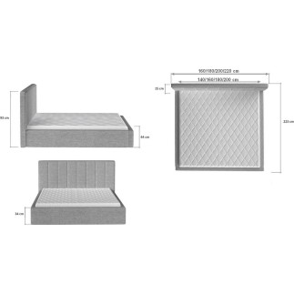 Lit double en tissu de qualité luxe, AUDE, beige, 200x200