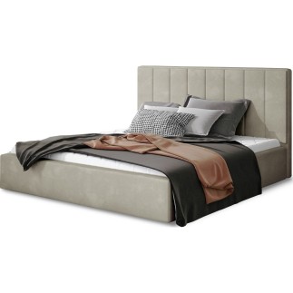 Lit double en tissu de qualité luxe, AUDE, beige, 180x200