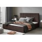Lit double en tissu de qualité luxe, AUDE, chocolat, 140x200 Lit double en tissu de qualité luxe, AUDE, chocolat, 140x200