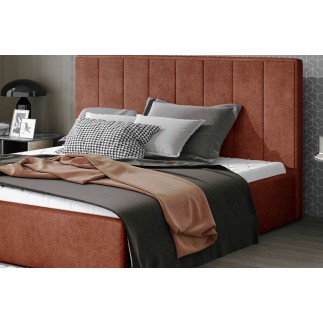 Lit double en tissu de qualité luxe, AUDE, marron, 140x200