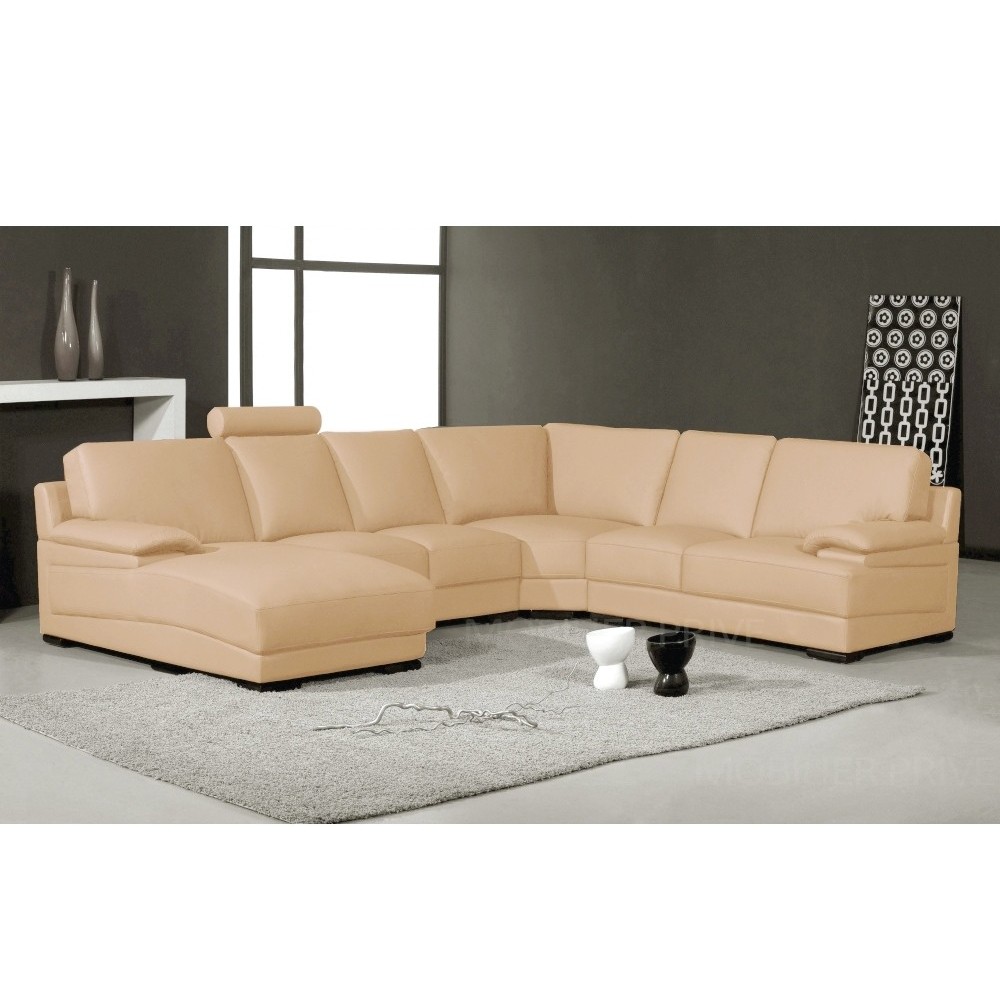 Canapé d'angle en cuir italien 6/7 places MISTER, beige, angle droit Canapé d'angle en cuir italien 6/7 places MISTER, beige, angle droit