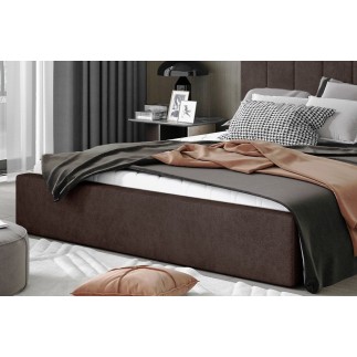 Lit double en tissu de qualité luxe, AUDE, chocolat, 160x200