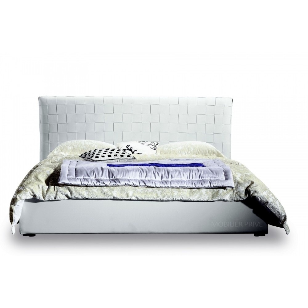 Lit en cuir italien de luxe ORPHEE, blanc, 140x190 Lit en cuir italien de luxe ORPHEE, blanc, 140x190