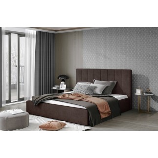 Lit double en tissu de qualité luxe, AUDE, chocolat, 180x200