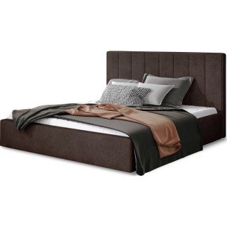 Lit double en tissu de qualité luxe, AUDE, chocolat, 200x200