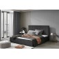 Lit double en tissu velours de qualité luxe, AUDE, anthracite, 200x200 Lit double en tissu velours de qualité luxe, AUDE, anthracite, 200x200