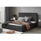 Lit double en tissu velours de qualité luxe, AUDE, anthracite, 200x200 Lit double en tissu velours de qualité luxe, AUDE, anthracite, 200x200