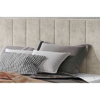 Lit double en tissu velours de qualité luxe, AUDE, beige, 140x200
