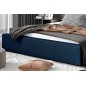 Lit double en tissu velours de qualité luxe, AUDE, bleu, 140x200 Lit double en tissu velours de qualité luxe, AUDE, bleu, 140x200