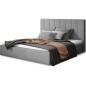 Lit double en tissu velours de qualité luxe, AUDE, gris, 140x200 Lit double en tissu velours de qualité luxe, AUDE, gris, 140x200