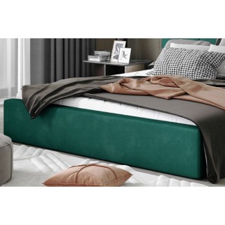 Lit double en tissu velours de qualité luxe, AUDE, vert, 140x200