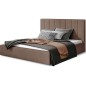Lit double en tissu velours de qualité luxe, AUDE, marron, 140x200 Lit double en tissu velours de qualité luxe, AUDE, marron, 140x200