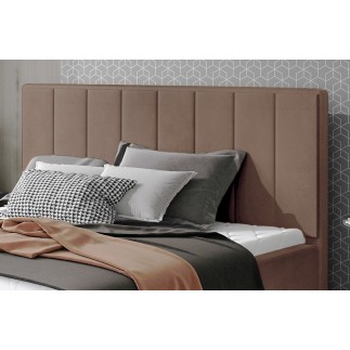 Lit double en tissu velours de qualité luxe, AUDE, marron, 140x200