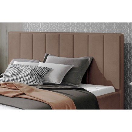 Lit double en tissu velours de qualité luxe, AUDE, marron, 140x200