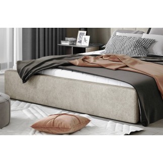 Lit double en tissu velours de qualité luxe, AUDE, beige, 160x200