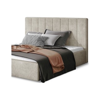Lit double en tissu velours de qualité luxe, AUDE, beige, 160x200