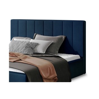 Lit double en tissu velours de qualité luxe, AUDE, bleu, 160x200