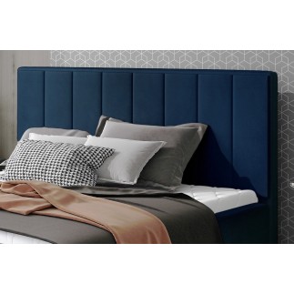 Lit double en tissu velours de qualité luxe, AUDE, bleu, 160x200