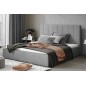 Lit double en tissu velours de qualité luxe, AUDE, gris, 160x200 Lit double en tissu velours de qualité luxe, AUDE, gris, 160x200