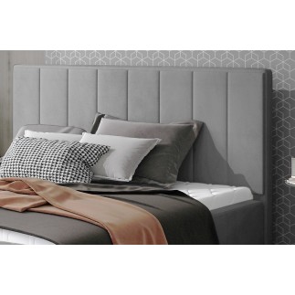 Lit double en tissu velours de qualité luxe, AUDE, gris, 160x200