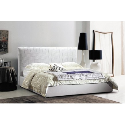Lit en cuir italien de luxe ORPHEE, blanc, 140x190