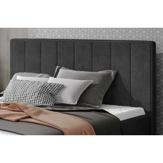 Lit double en tissu velours de qualité luxe, AUDE, anthracite, 160x200