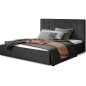 Lit double en tissu velours de qualité luxe, AUDE, anthracite, 180x200 Lit double en tissu velours de qualité luxe, AUDE, anthracite, 180x200