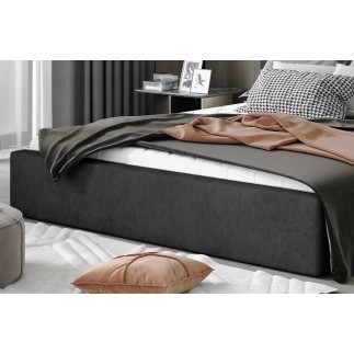 Lit double en tissu velours de qualité luxe, AUDE, anthracite, 180x200