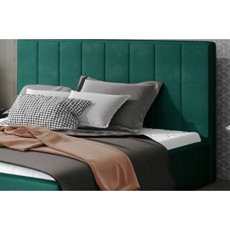 Lit double en tissu velours de qualité luxe, AUDE, vert, 180x200