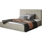 Lit double en tissu velours de qualité luxe, AUDE, beige, 200x200 Lit double en tissu velours de qualité luxe, AUDE, beige, 200x200