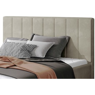 Lit double en tissu velours de qualité luxe, AUDE, beige, 200x200