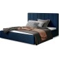 Lit double en tissu velours de qualité luxe, AUDE, bleu, 200x200 Lit double en tissu velours de qualité luxe, AUDE, bleu, 200x200