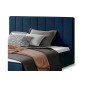 Lit double en tissu velours de qualité luxe, AUDE, bleu, 200x200 Lit double en tissu velours de qualité luxe, AUDE, bleu, 200x200
