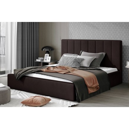 Lit double en tissu velours de qualité luxe, AUDE, chocolat, 200x200
