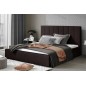 Lit double en tissu velours de qualité luxe, AUDE, chocolat, 200x200 Lit double en tissu velours de qualité luxe, AUDE, chocolat, 200x200