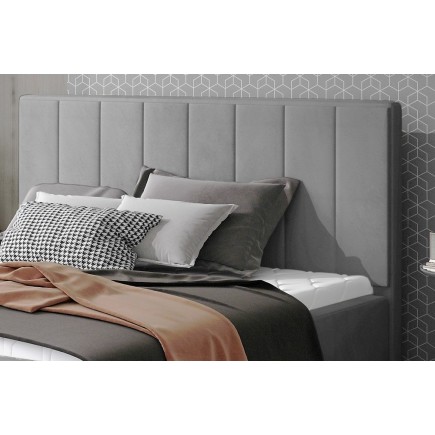 Lit double en tissu velours de qualité luxe, AUDE, gris, 200x200