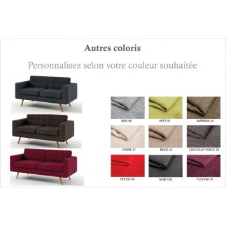 Canapé 2 places en tissu de qualité YVON, personnalisé