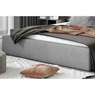 Lit double en tissu velours de qualité luxe, AUDE, gris, 200x200