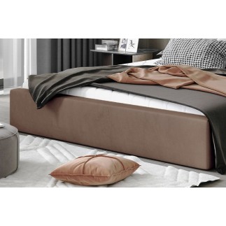 Lit double en tissu velours de qualité luxe, AUDE, marron, 200x200