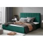 Lit double en tissu velours de qualité luxe, AUDE, vert, 200x200 Lit double en tissu velours de qualité luxe, AUDE, vert, 200x200