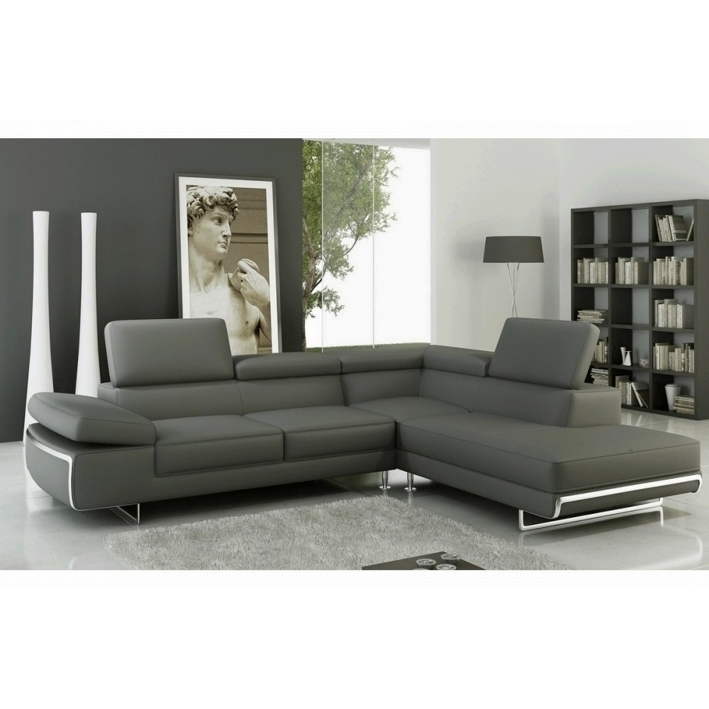 Canapé d'angle, en cuir italien (cuir spécial luxe) 5/6 places GUCI, gris foncé, angle droit Canapé d'angle, en cuir italien (cuir spécial luxe) 5/6 places GUCI, gris foncé, angle droit