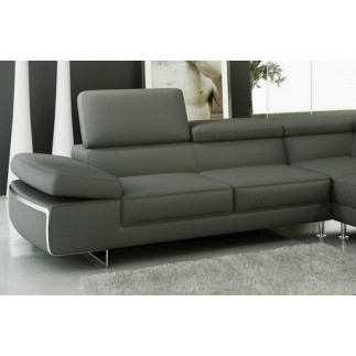 Canapé d'angle, en cuir italien (cuir spécial luxe) 5/6 places GUCI, gris foncé, angle droit