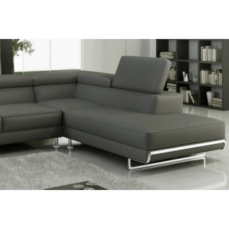 Canapé d'angle, en cuir italien (cuir spécial luxe) 5/6 places GUCI, gris foncé, angle droit