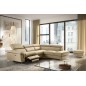 Canapé d'angle relax en 100% tout cuir de luxe italien avec relax électrique et coffre, 5/6 places SORENTO, beige, angle droit ( Canapé d'angle relax en 100% tout cuir de luxe italien avec relax électrique et coffre, 5/6 places SORENTO, beige, angle droit (