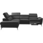 Canapé d'angle relax en 100% tout cuir de luxe italien avec relax électrique et coffre, 5/6 places SORENTO, noir, angle gauche Canapé d'angle relax en 100% tout cuir de luxe italien avec relax électrique et coffre, 5/6 places SORENTO, noir, angle gauche