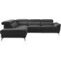 Canapé d'angle relax en 100% tout cuir de luxe italien avec relax électrique et coffre, 5/6 places SORENTO, noir, angle gauche Canapé d'angle relax en 100% tout cuir de luxe italien avec relax électrique et coffre, 5/6 places SORENTO, noir, angle gauche